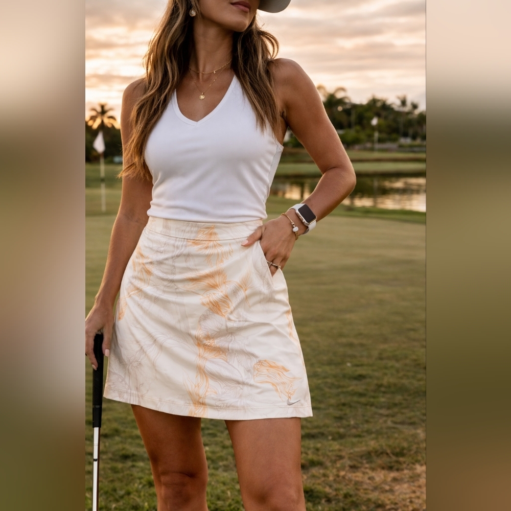 Nike Cream Mini Skirt with Subtle Peach Print